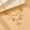 Wholesale Stainless Steel Star Shape Horse Whip Chain Clavicle Necklace For Women Electroplated Retro Style