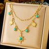 Wholesale Stainless Steel Star Shape Horse Whip Chain Clavicle Necklace For Women Electroplated Retro Style