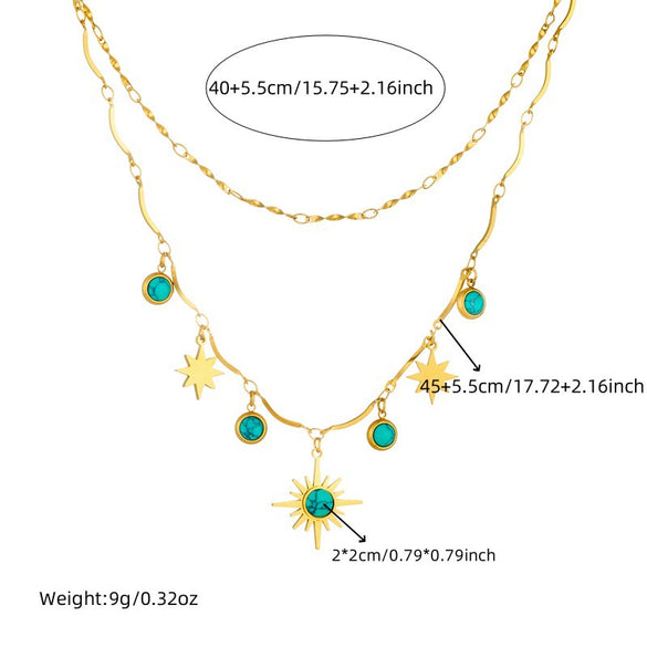 Wholesale Stainless Steel Star Shape Horse Whip Chain Clavicle Necklace For Women Electroplated Retro Style