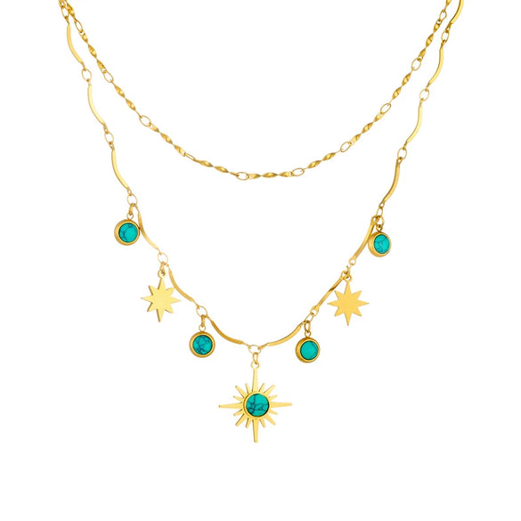 Wholesale Stainless Steel Star Shape Horse Whip Chain Clavicle Necklace For Women Electroplated Retro Style