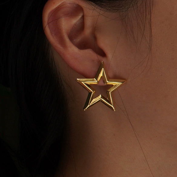 Wholesale Stainless Steel Star Shape Retro Style Electroplating Earrings For Women