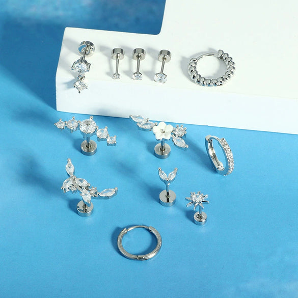 Wholesale Stainless Steel Star Shape Women's Trendy Light Luxury Highend Sense Piercing Earrings