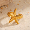 Wholesale Stainless Steel Star Shaped Minimalist Lady's Open Ring With Electroplating