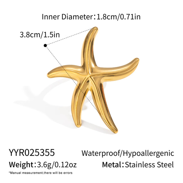 Wholesale Stainless Steel Starfish Earrings And Rings With Electroplating For Women Niche Light Luxury Seaside Accessories
