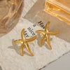 Wholesale Stainless Steel Starfish Earrings And Rings With Electroplating For Women Niche Light Luxury Seaside Accessories