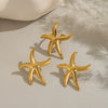 Wholesale Stainless Steel Starfish Earrings And Rings With Electroplating For Women Niche Light Luxury Seaside Accessories