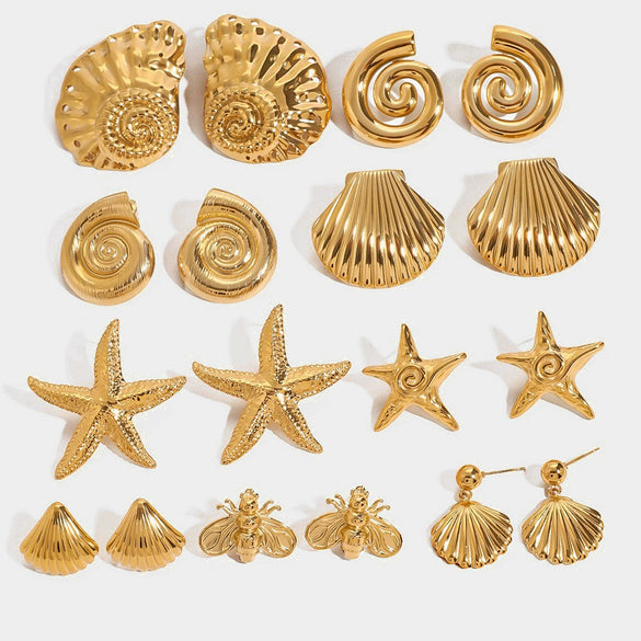 Wholesale Stainless Steel Starfish Earrings With Geometric Design And Electroplating Treatment For Women