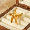 Wholesale Stainless Steel Starfish Open Ring Ins Ocean Style Animal Geometric Pattern Electroplated Hand Jewelry For Women