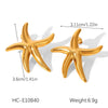 Wholesale Stainless Steel Starfish Open Ring Ins Ocean Style Animal Geometric Pattern Electroplated Hand Jewelry For Women