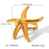 Wholesale Stainless Steel Starfish Open Ring Ins Ocean Style Animal Geometric Pattern Electroplated Hand Jewelry For Women