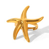 Wholesale Stainless Steel Starfish Open Ring Ins Ocean Style Animal Geometric Pattern Electroplated Hand Jewelry For Women