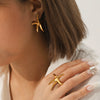 Wholesale Stainless Steel Starfish Open Ring Ins Ocean Style Animal Geometric Pattern Electroplated Hand Jewelry For Women