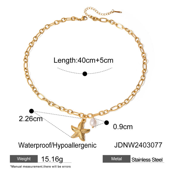 Wholesale Stainless Steel Starfish Shell Conch Bracelet With Electroplating In Natural Style For Marine Series