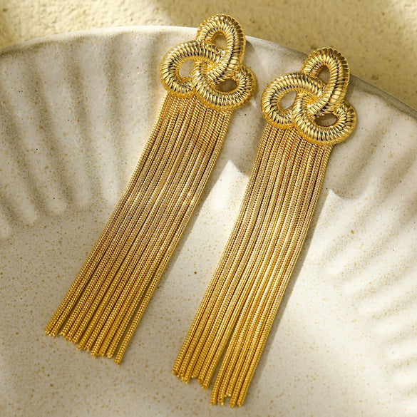 Wholesale Stainless Steel Starfish Tassel Earrings Vacuum Electroplated For Women
