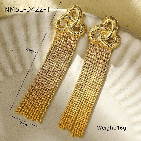 Wholesale Stainless Steel Starfish Tassel Earrings Vacuum Electroplated For Women