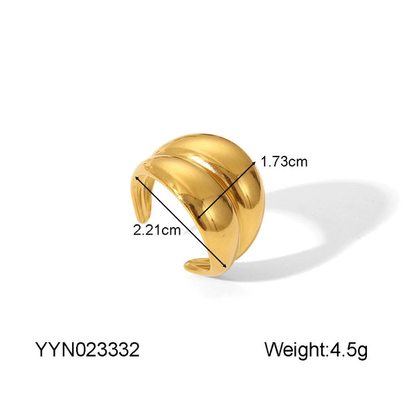 Wholesale Stainless Steel Striped Open Ring With Geometric Design And Electroplating For Unisex Light Luxury Style