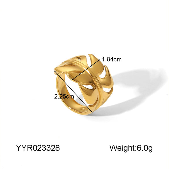 Wholesale Stainless Steel Striped Open Ring With Geometric Design And Electroplating For Unisex Light Luxury Style