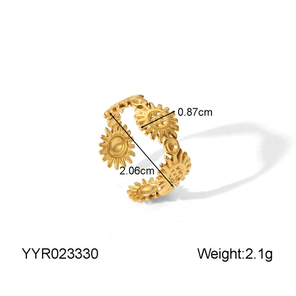 Wholesale Stainless Steel Striped Open Ring With Geometric Design And Electroplating For Unisex Light Luxury Style
