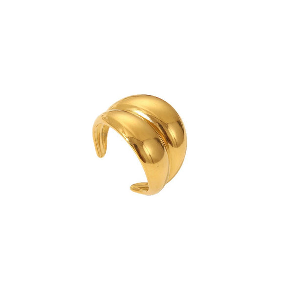 Wholesale Stainless Steel Striped Open Ring With Geometric Design And Electroplating For Unisex Light Luxury Style