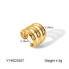 Wholesale Stainless Steel Striped Open Ring With Geometric Design And Electroplating For Unisex Light Luxury Style