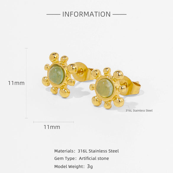 Wholesale Stainless Steel Stud Earrings With Sunflower Geometric Pattern And Electroplating Treatment For Women