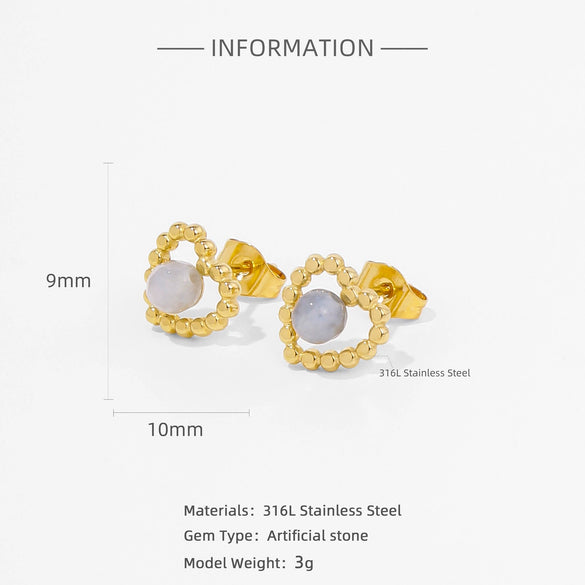 Wholesale Stainless Steel Stud Earrings With Sunflower Geometric Pattern And Electroplating Treatment For Women