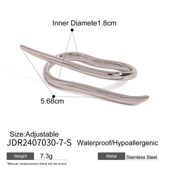 Wholesale Stainless Steel Style Irregular Opening Ring With Geometric Design And Electroplating Treatment For Women