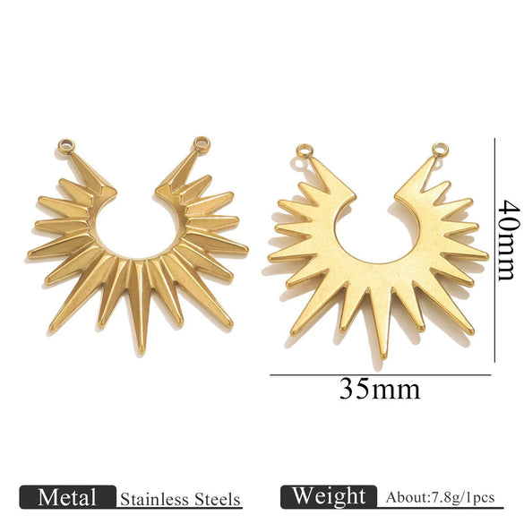 Wholesale Stainless Steel Sunshaped Pendant Jewelry Accessories With Electroplating For Diy Retro Hanging Decoration