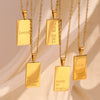 Wholesale Stainless Steel Sweater Chain Necklace With Square Pendant And Letter Pattern Vacuum Plated