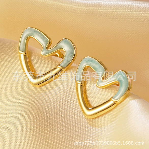 Wholesale Stainless Steel Sweet Heart Shape Stamping Earrings For Women