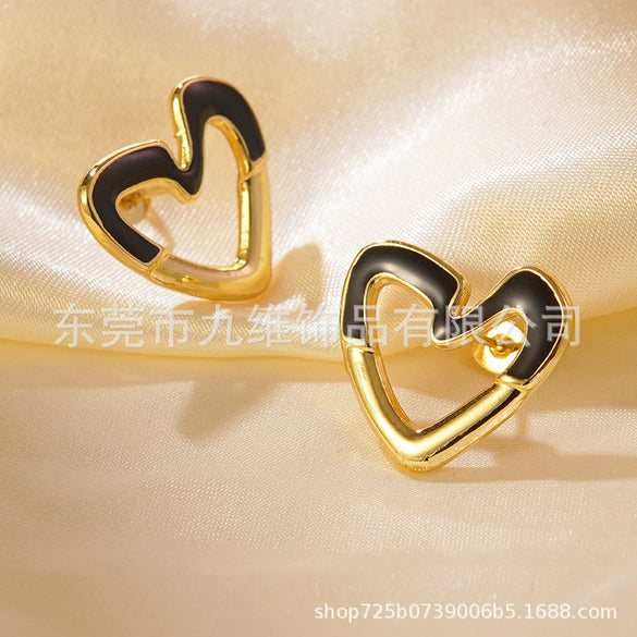 Wholesale Stainless Steel Sweet Heart Shape Stamping Earrings For Women