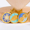 Wholesale Stainless Steel Tarot Card Round Pendant Necklace With Real Gold Plated Color Preserving Retro Style Electroplating Treatment