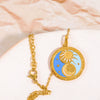 Wholesale Stainless Steel Tarot Card Round Pendant Necklace With Real Gold Plated Color Preserving Retro Style Electroplating Treatment