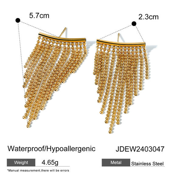Wholesale Stainless Steel Tassel Earrings With Geometric Design And Electroplating For Women