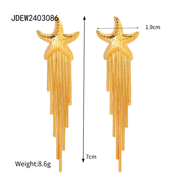 Wholesale Stainless Steel Tassel Earrings With Geometric Design And Electroplating For Women