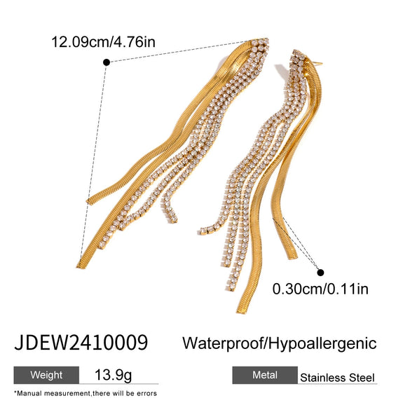 Wholesale Stainless Steel Tassel Earrings With Geometric Design And Electroplating For Women