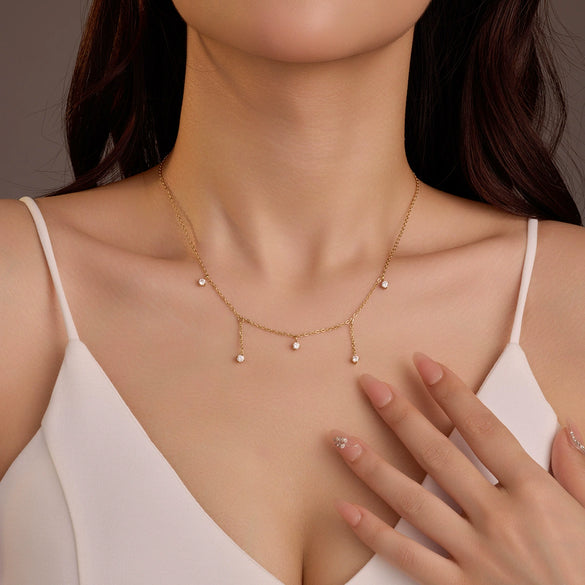 Wholesale Stainless Steel Tassel Pendant Clavicle Necklace Jewelry With Electroplating