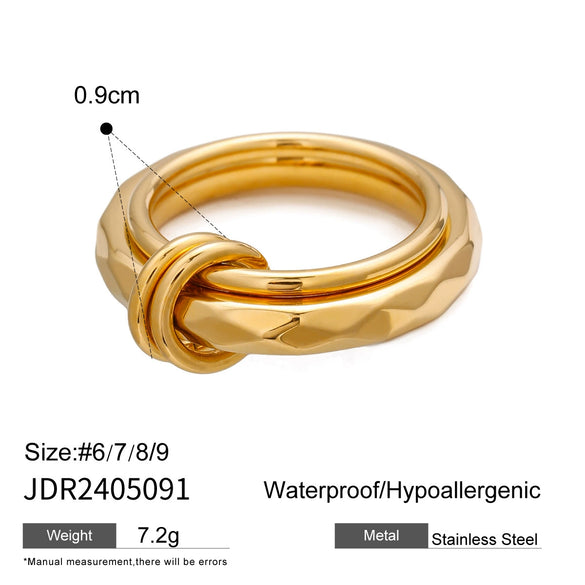 Wholesale Stainless Steel Tassel Ring With Geometric Design And 18K Gold Plated Electroplating For Women