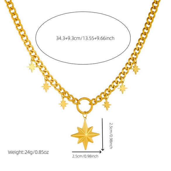 Wholesale Stainless Steel Thick Chain Necklace With Star Pendant And Electroplating For Women In Neutral Style