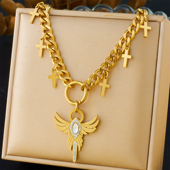 Wholesale Stainless Steel Thick Chain Necklace With Star Pendant And Electroplating For Women In Neutral Style