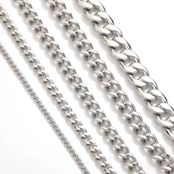Wholesale Stainless Steel Thread Pattern Electroplated Cuban And Rice Chain Jewelry Accessories For Diy Necklace And Bracelet