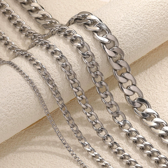 Wholesale Stainless Steel Thread Pattern Electroplated Cuban And Rice Chain Jewelry Accessories For Diy Necklace And Bracelet