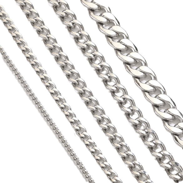 Wholesale Stainless Steel Thread Pattern Electroplated Cuban And Rice Chain Jewelry Accessories For Diy Necklace And Bracelet