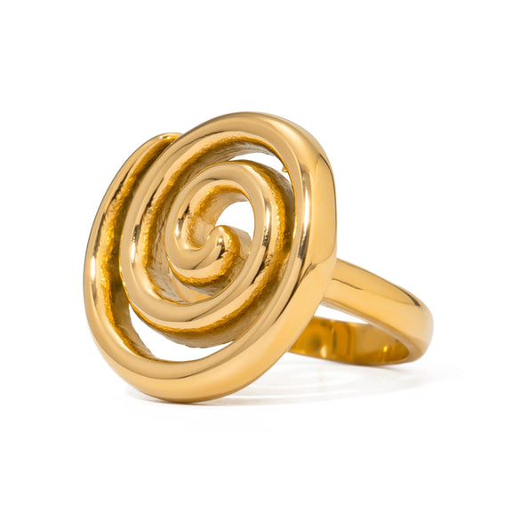 Wholesale Stainless Steel Thread Rotating Ring With Geometric Design And Electroplating Treatment For Women