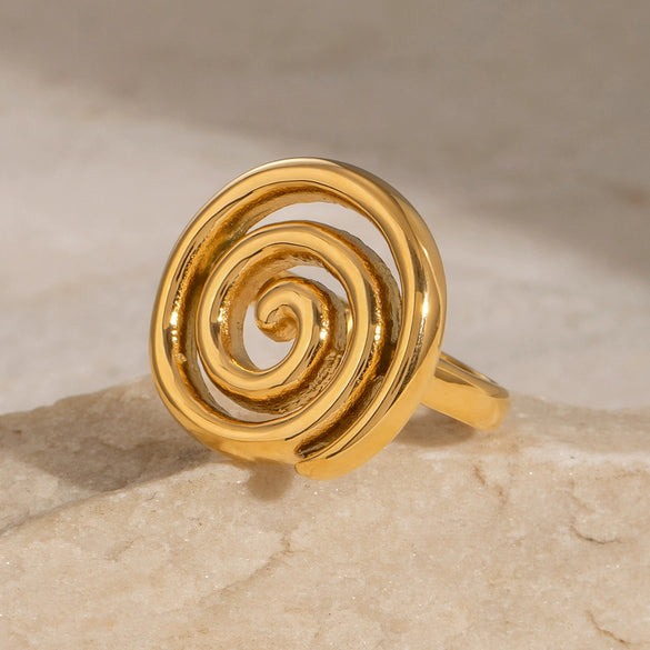 Wholesale Stainless Steel Thread Rotating Ring With Geometric Design And Electroplating Treatment For Women