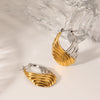 Wholesale Stainless Steel Threaded Satchel Earrings With Gold And Silver Color Matching Ushape And Geometric Pattern Electroplated For Women