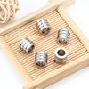 Wholesale Stainless Steel Three Slot Through Hole Beaded Leather Rope Necklace Accessories With Electroplating Treatment And Thread Bead Pattern