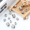 Wholesale Stainless Steel Three Slot Through Hole Beaded Leather Rope Necklace Accessories With Electroplating Treatment And Thread Bead Pattern