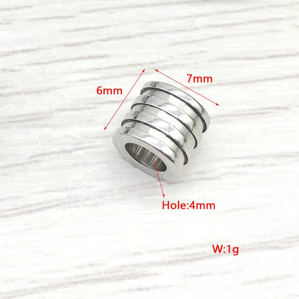 Wholesale Stainless Steel Three Slot Through Hole Beaded Leather Rope Necklace Accessories With Electroplating Treatment And Thread Bead Pattern