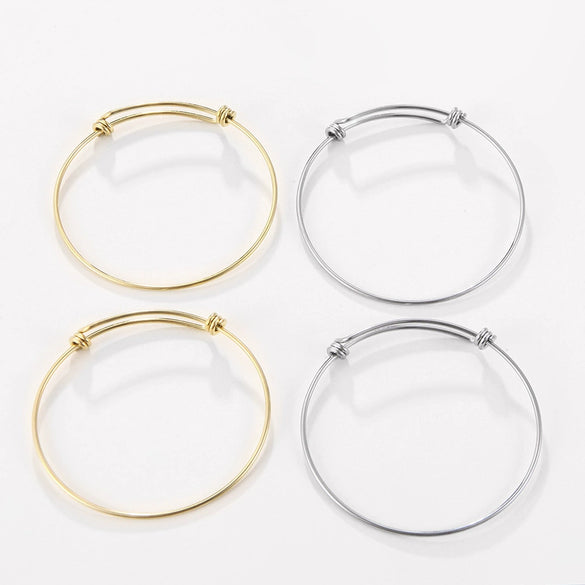 Wholesale Stainless Steel Titanium Steel Coil Pushpull Telescopic Adjustable Electroplated Bracelet